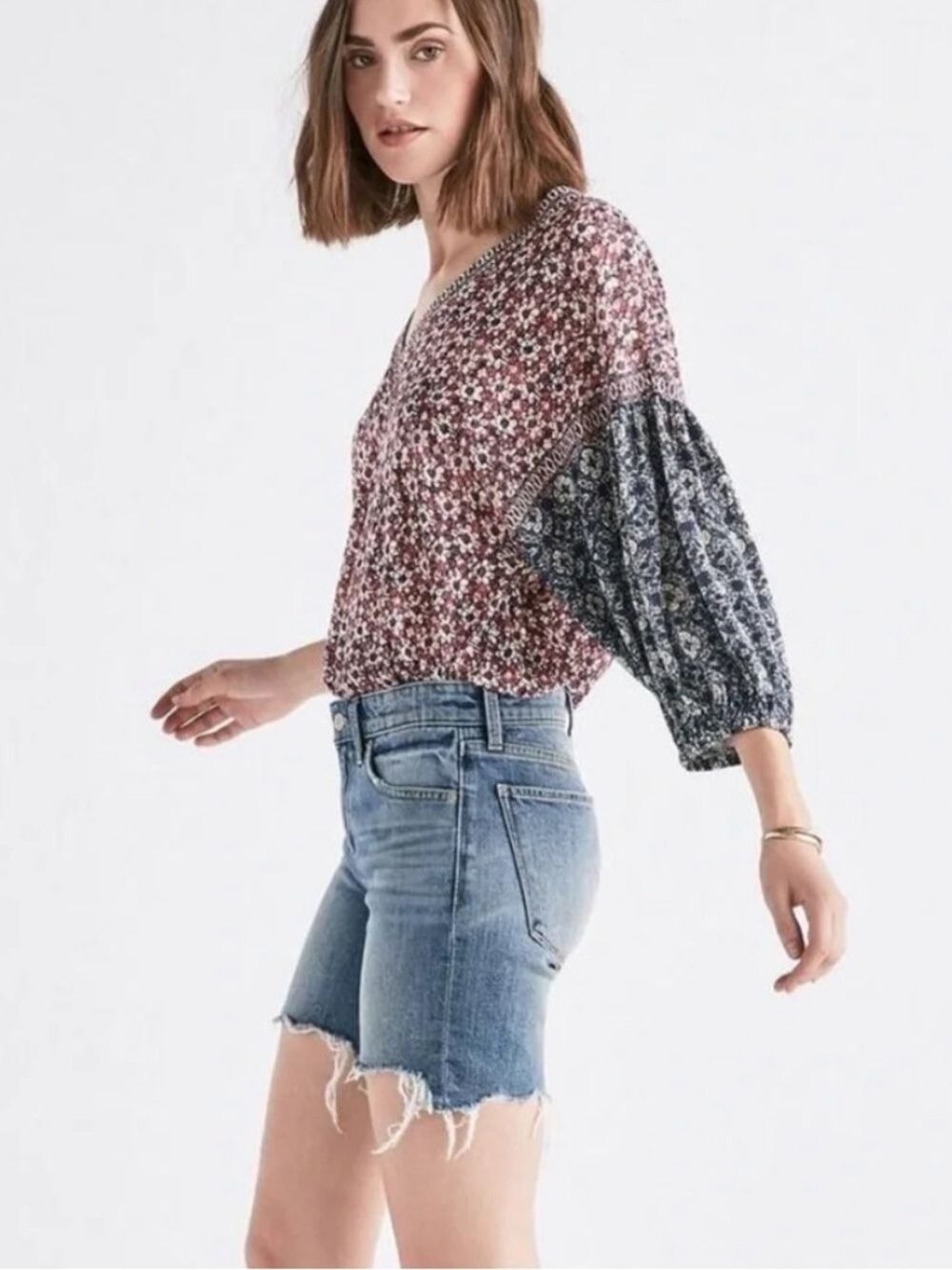 Lucky Brand Ava Denim Raw Hem Denim Jean Shorts Mid Rise, size 00